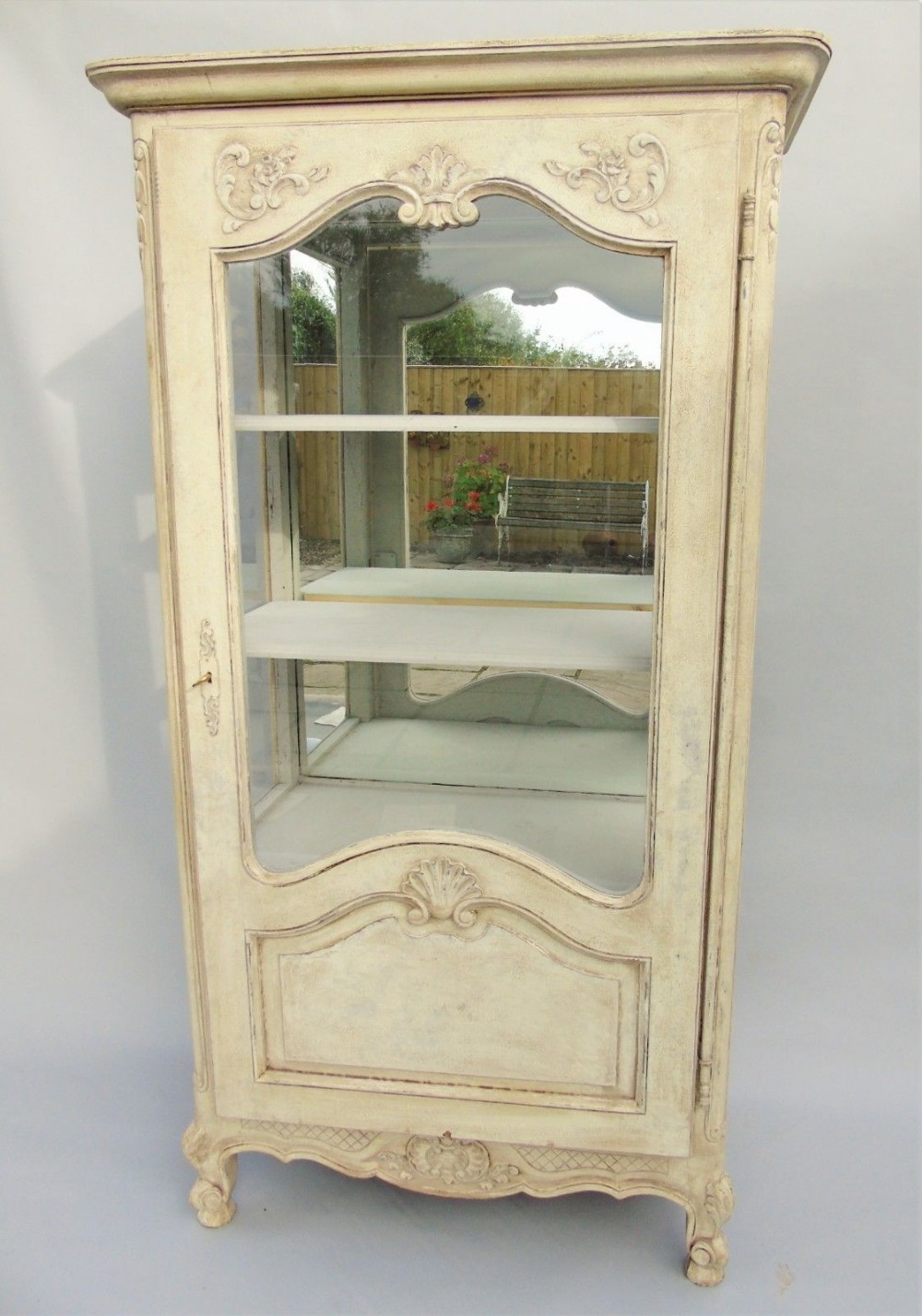 19th Century Painted French Glazed Cabinet