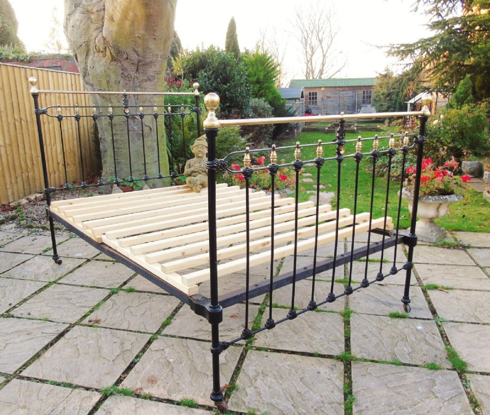 Victorian Cast and Brass Double Bed
