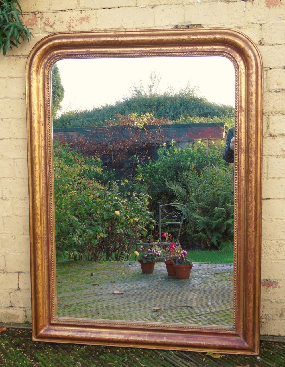 Antique French Arched Gilded Mirror