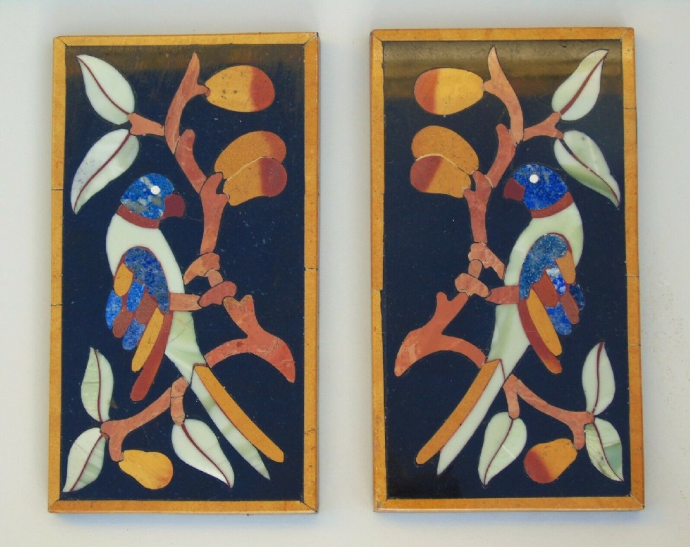 Pair of Pietra Dura Panels with Parrots