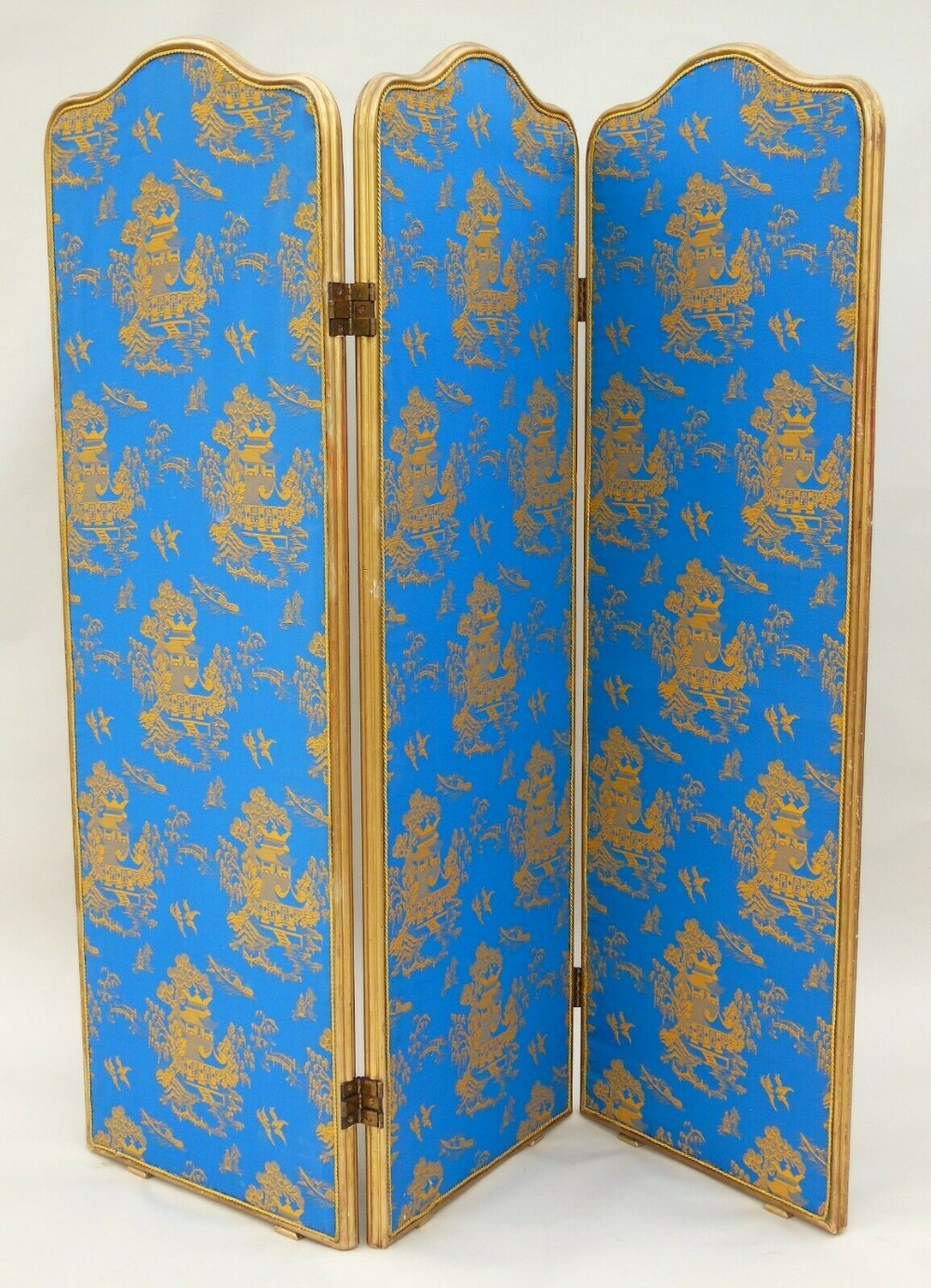 Antique Gilt Wood Three Fold Chinoiserie Screen