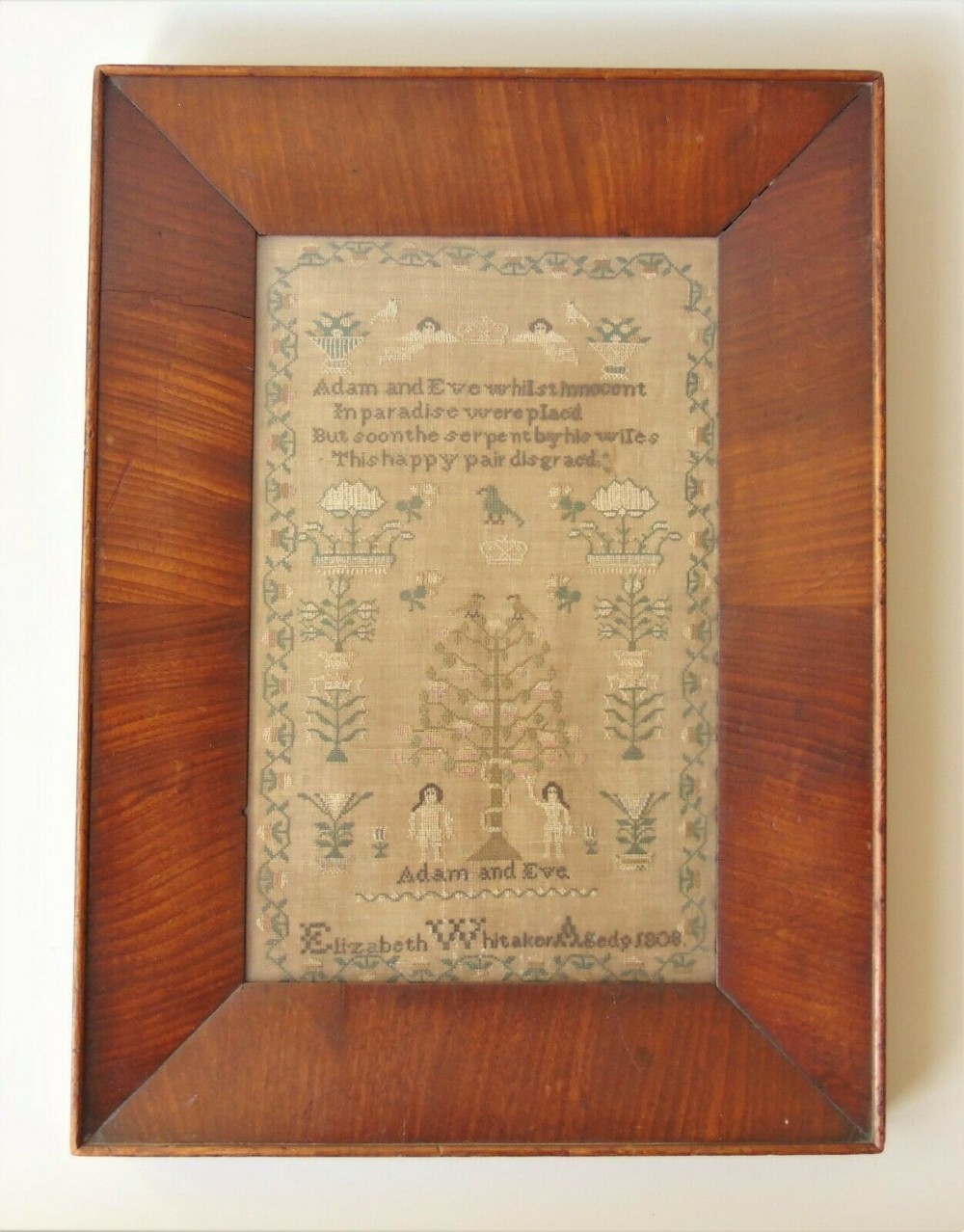Georgian Sampler Adam & Eve Elizabeth Whittaker 1808