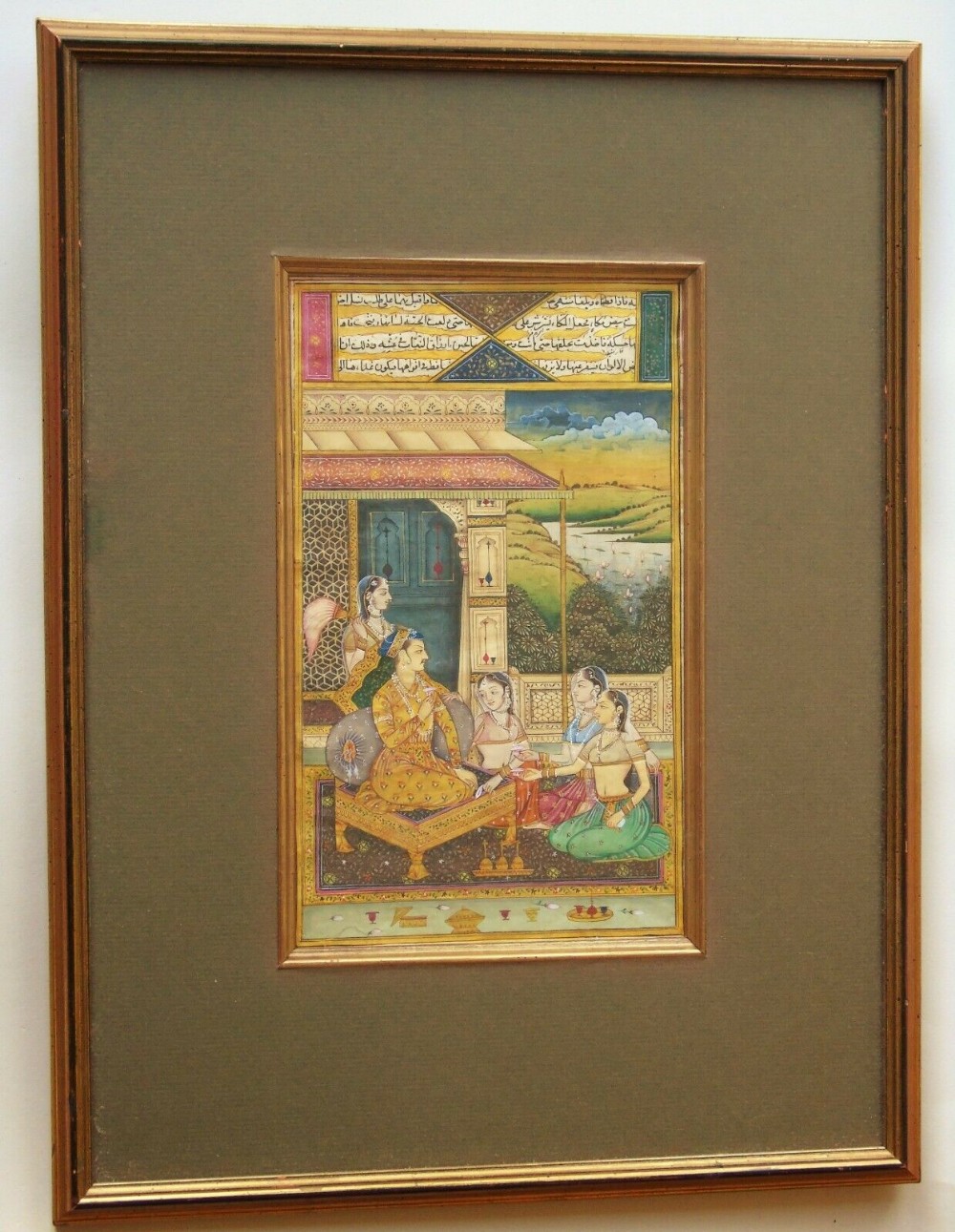 Good Indian Painting Harem Scene Gouache on Parchment