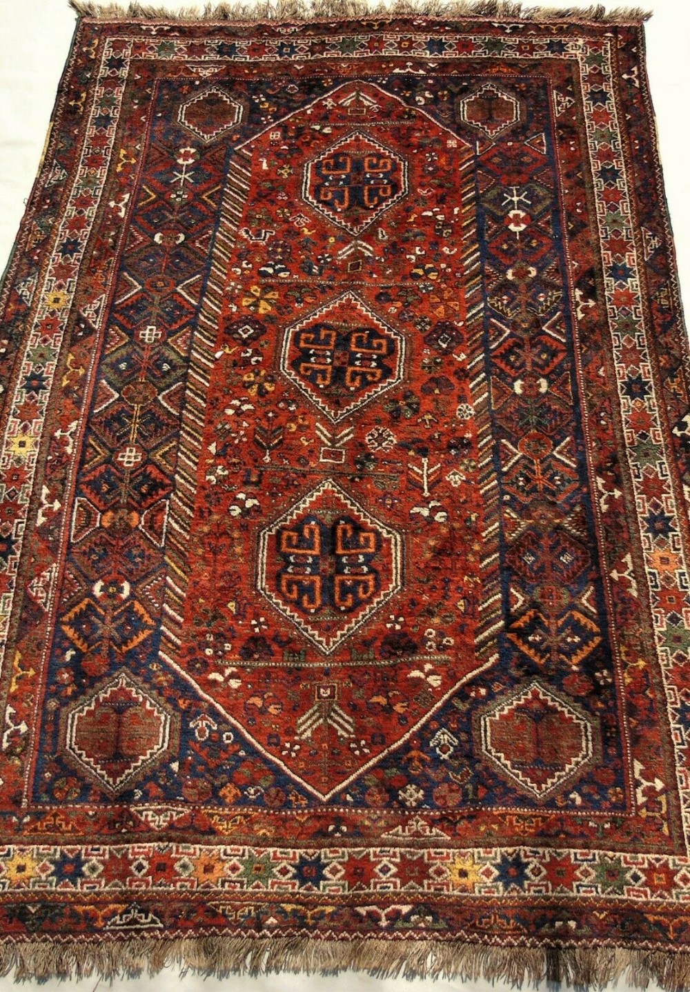 Antique Hand Woven Khamseh Carpet Room Size