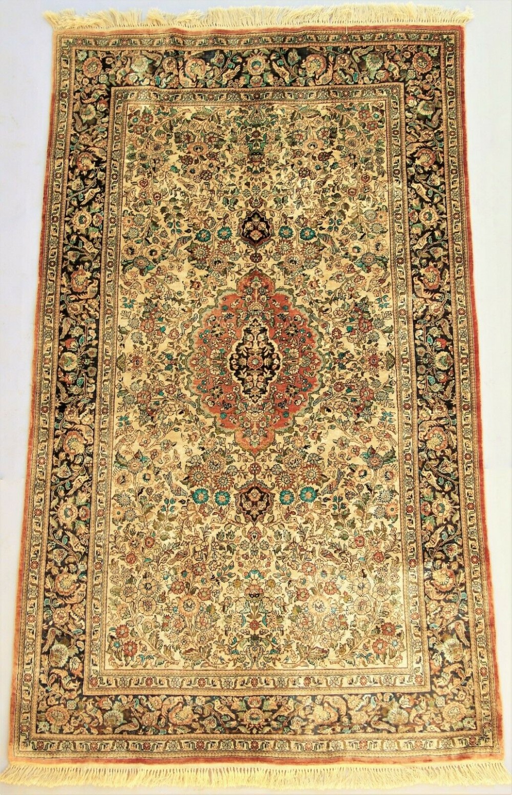 Antique Kashmir Silk Carpet
