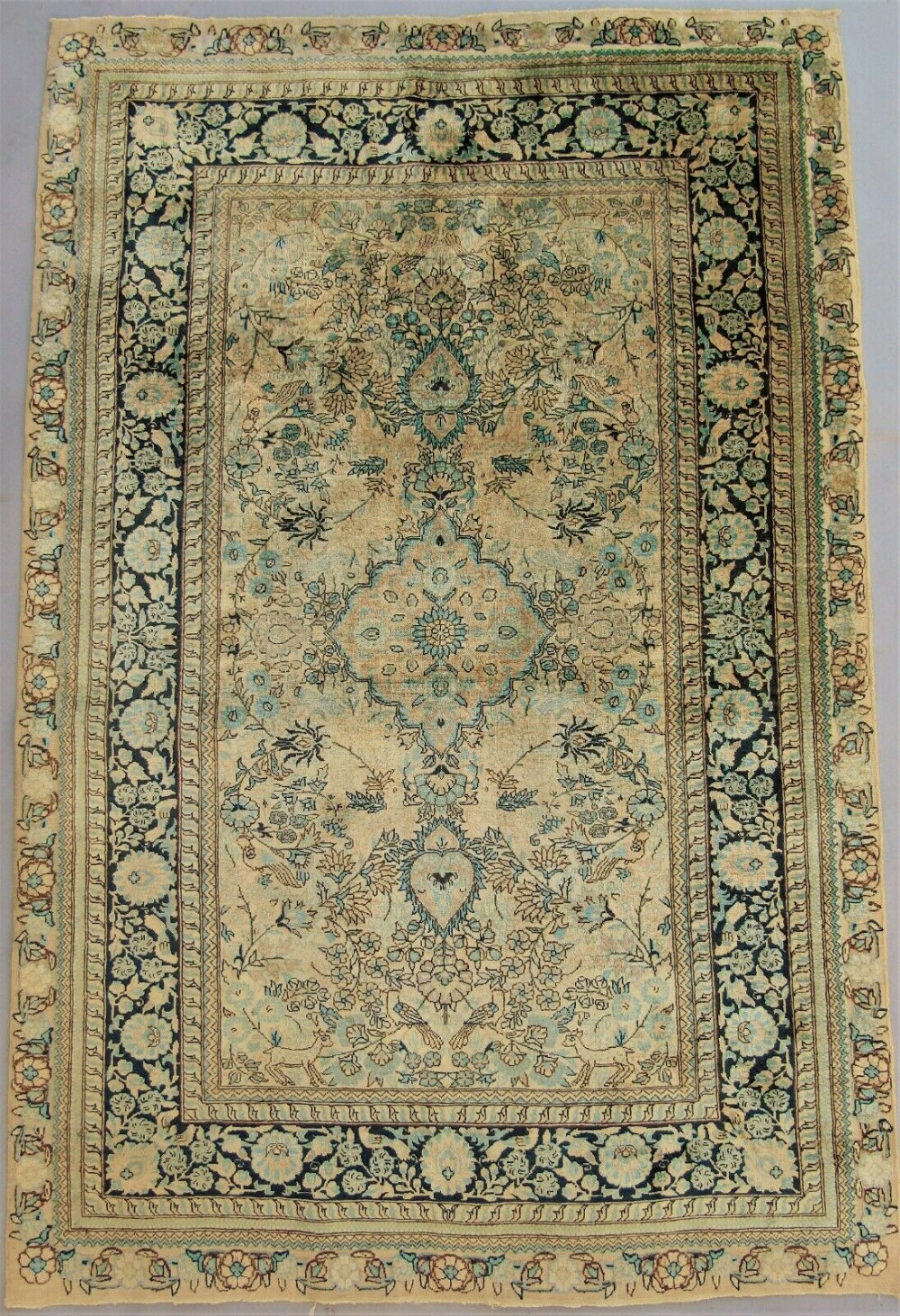 Antique Kashmir Silk Carpet