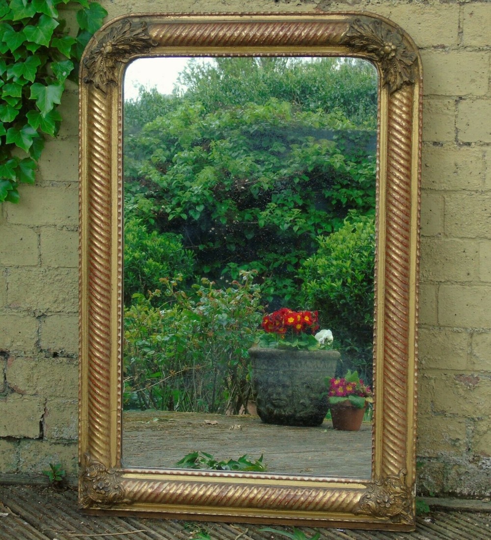 Pretty Antique French Arched Gilt Mirror