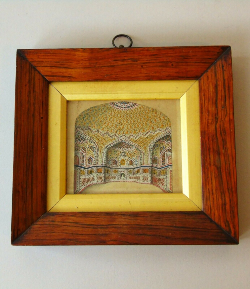 Antique Miniature Painting in Gouache Indian School Tomb of Akbar