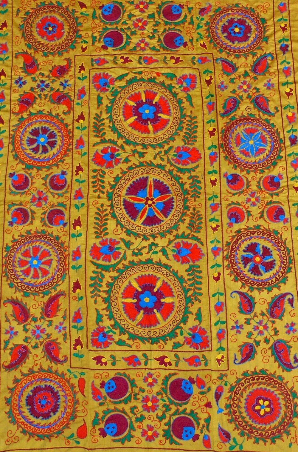 Fabulous Large Suzani Wall Hanging Tapestry Embroidery