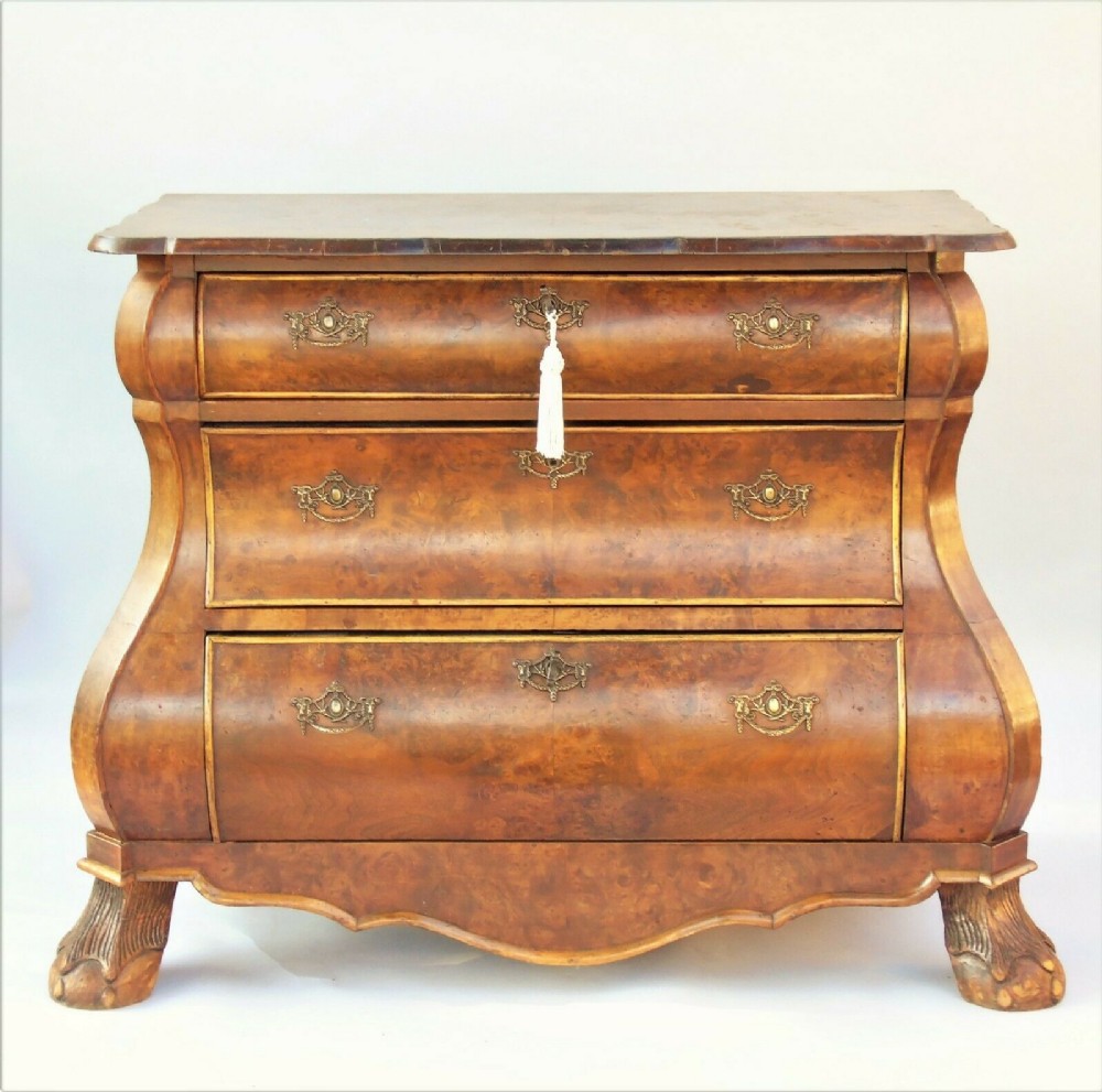 18th Century Dutch Bombe Burr Walnut Chest Superb Shape