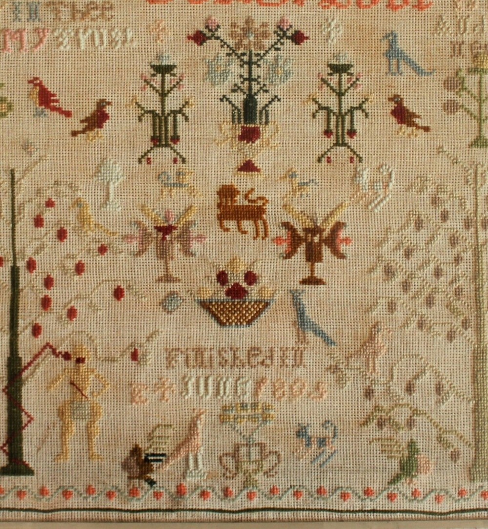  Adam & Eve Sampler 1893 19th Century