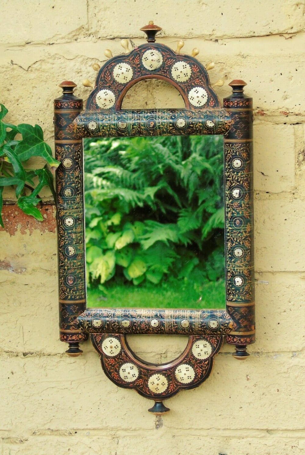 Antique Hand Painted Indian Mirror