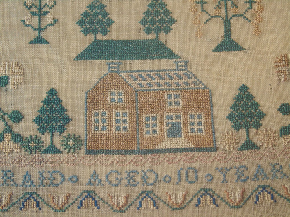 Fine Early 19th Century Adam & Eve Sampler Christina Braid View III