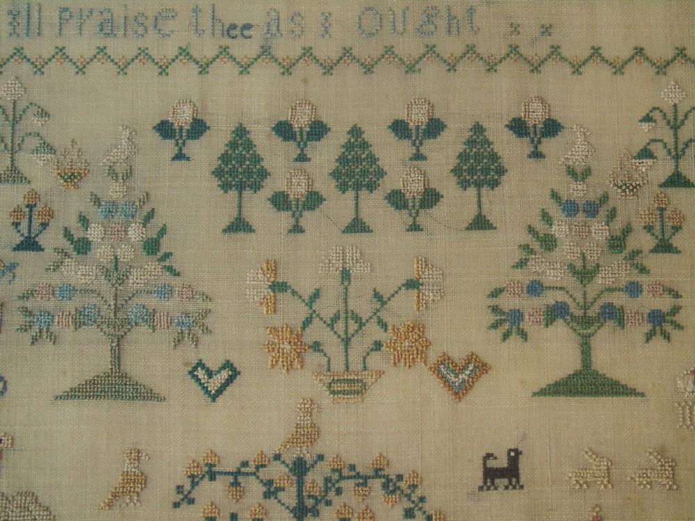 Fine Early 19th Century Adam & Eve Sampler Christina Braid View V