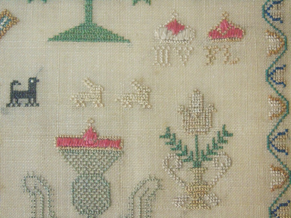 Fine Early 19th Century Adam & Eve Sampler Christina Braid View VI