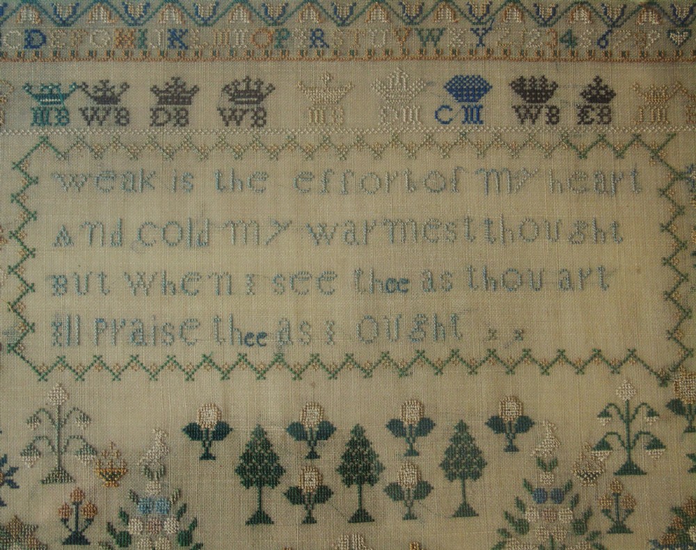 Fine Early 19th Century Adam & Eve Sampler Christina Braid View VII