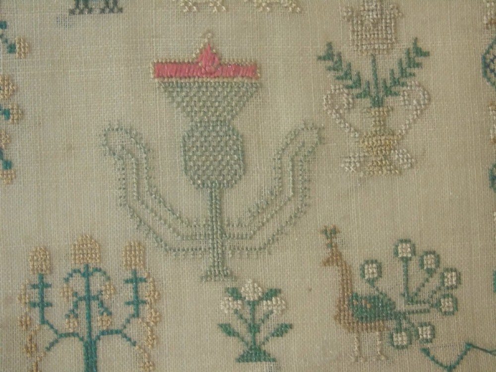 Fine Early 19th Century Adam & Eve Sampler Christina Braid View VIII