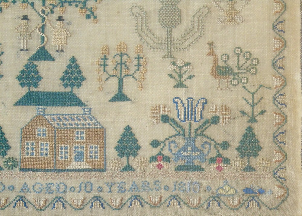 Fine Early 19th Century Adam & Eve Sampler Christina Braid View IX