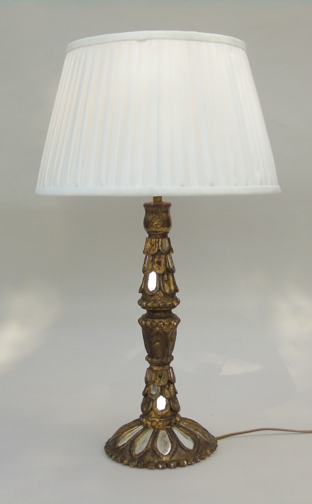 Antique Venetian Mirrored Giltwood Lamp