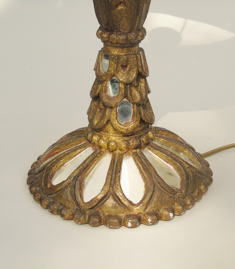 Antique Venetian Mirrored Giltwood Lamp View V