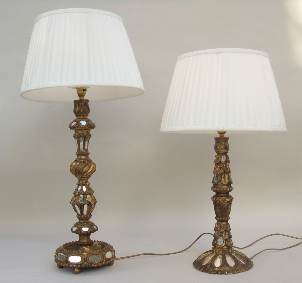 Antique Venetian Mirrored Giltwood Lamp View VI