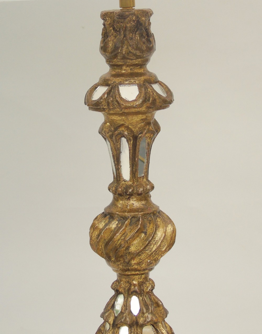 Antique Venetian Mirrored Giltwood Table Lamp View III