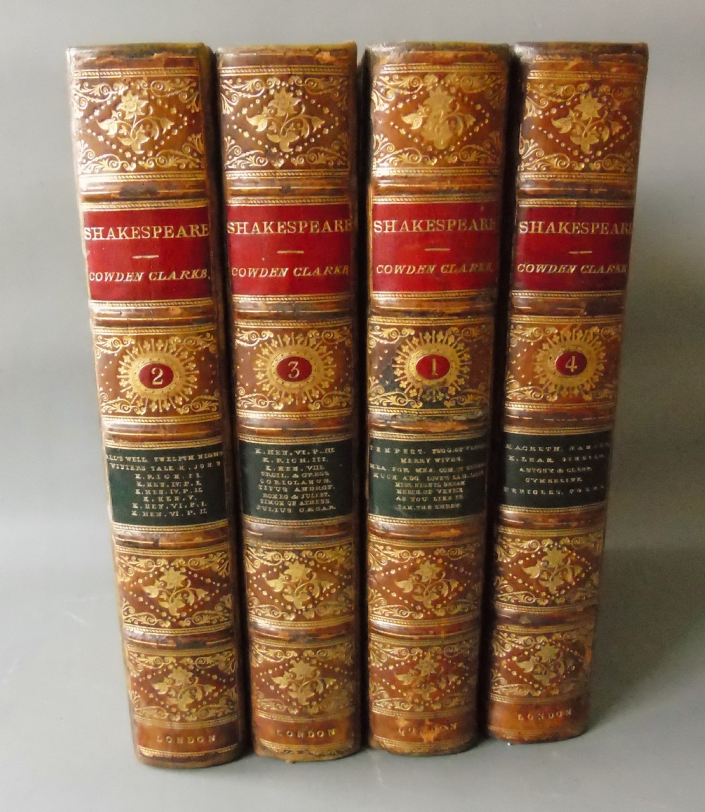 Works of Shakespeare Set of Four Leather Volumes Cowden Clark