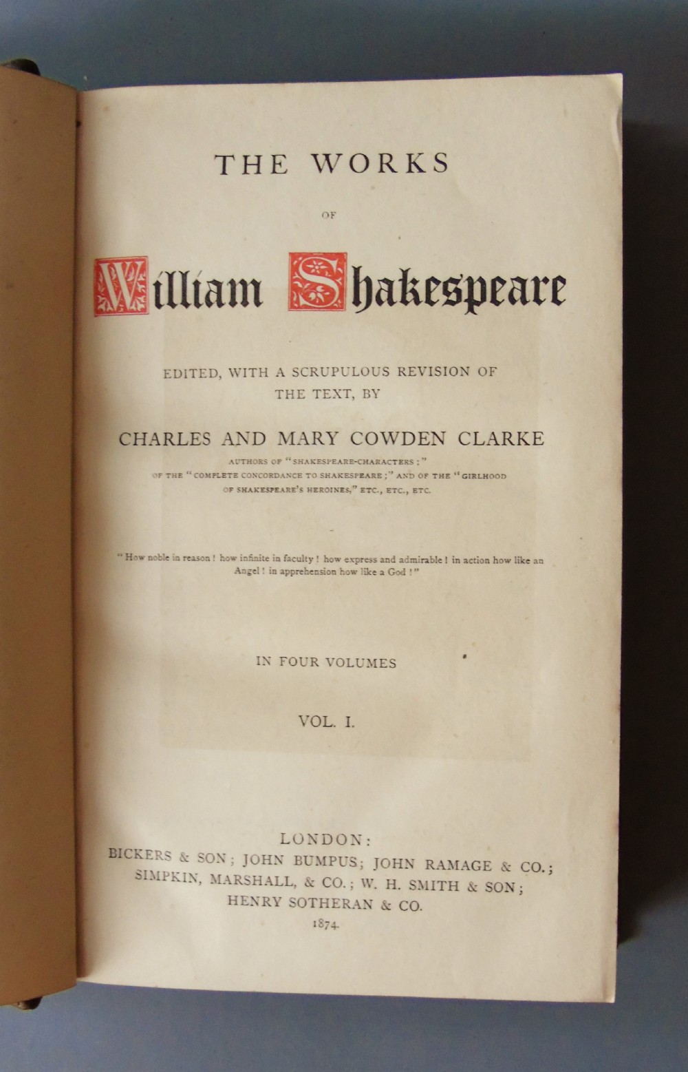Works of Shakespeare Set of Four Leather Volumes Cowden Clark View VII
