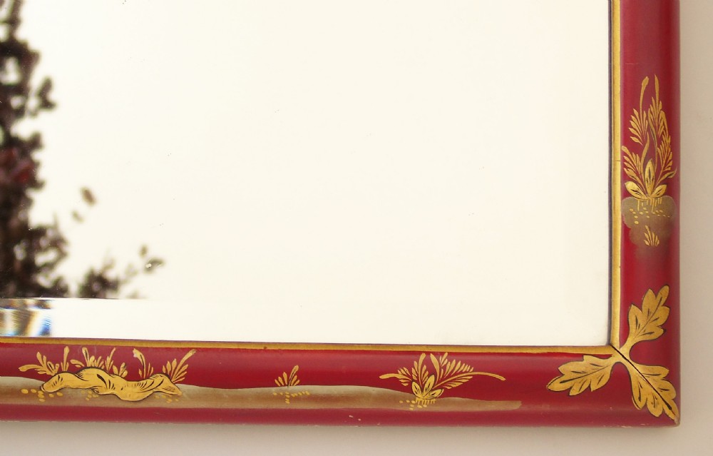 Antique Red Lacquer Chinoiserie Mirror View IV