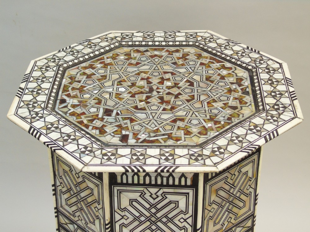 Fabulous Antique Inlaid Syrian Mother of Pearl Table View II