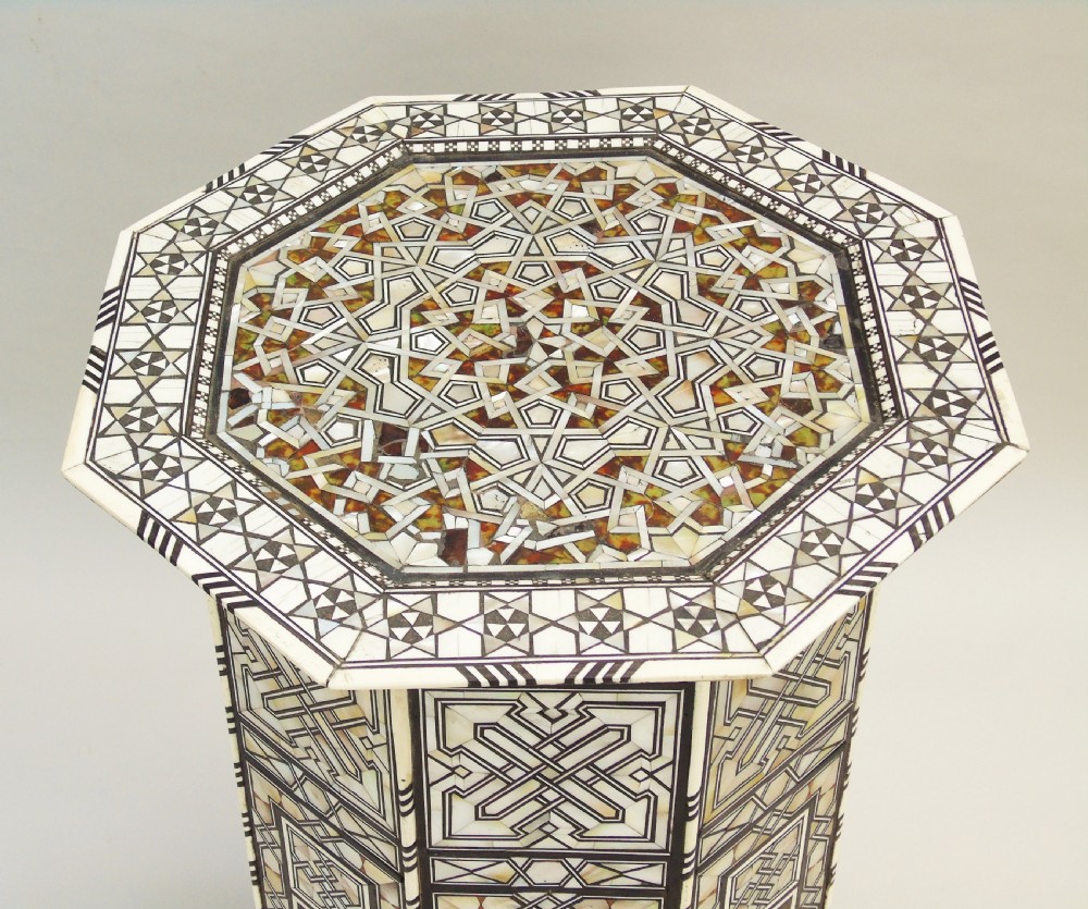 Fabulous Antique Inlaid Syrian Mother of Pearl Table View V