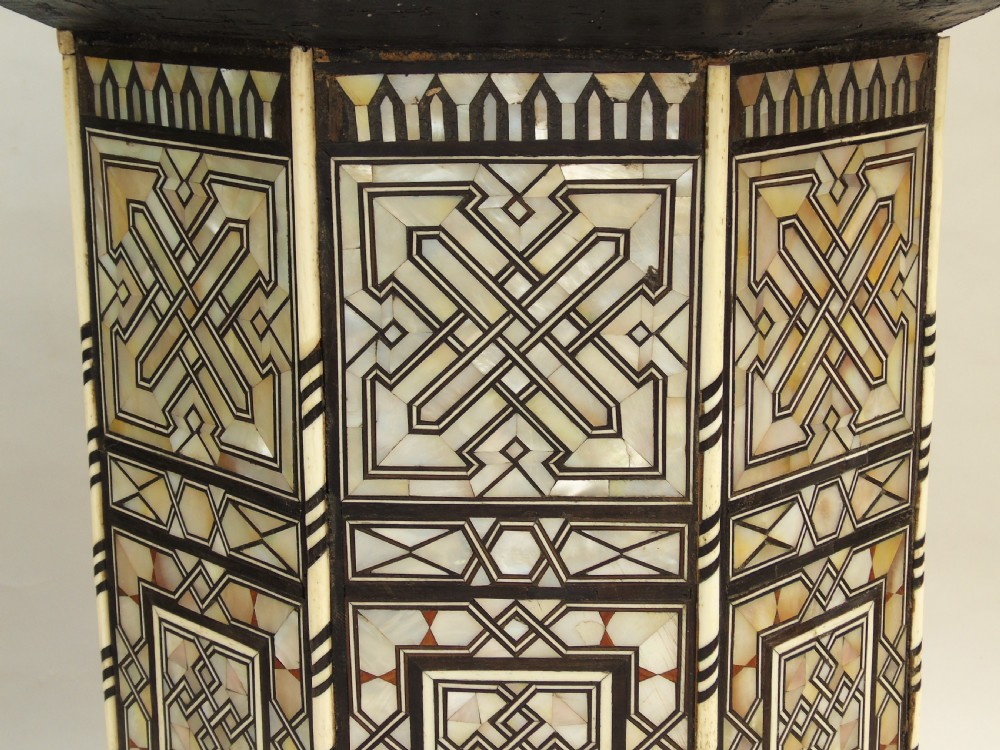 Fabulous Antique Inlaid Syrian Mother of Pearl Table View VII