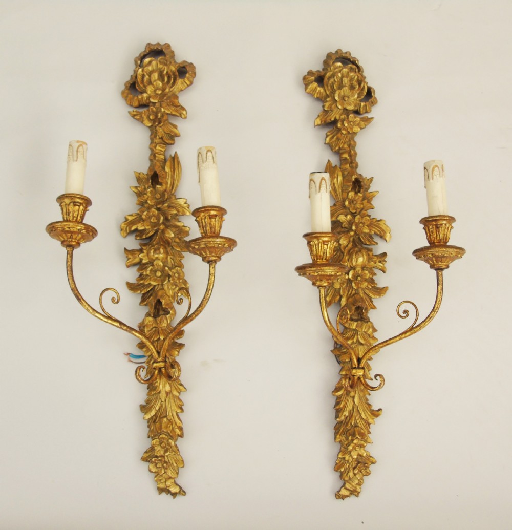 Antique Pair of Giltwood Wall Sconces French View III