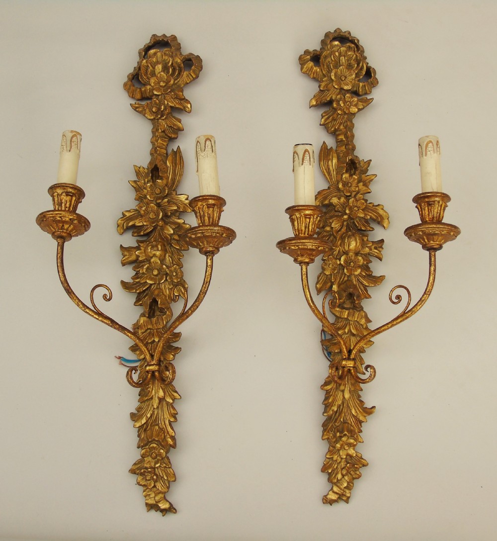 Antique Pair of Giltwood Wall Sconces French View IV