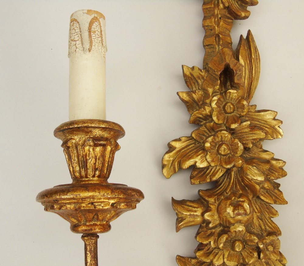 Antique Pair of Giltwood Wall Sconces French View V