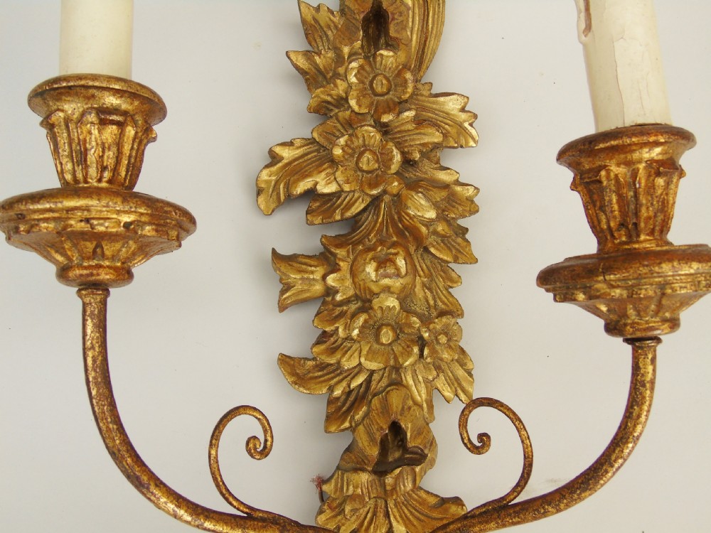 Antique Pair of Giltwood Wall Sconces French View VII