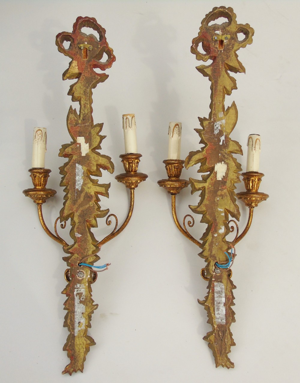 Antique Pair of Giltwood Wall Sconces French View VIII