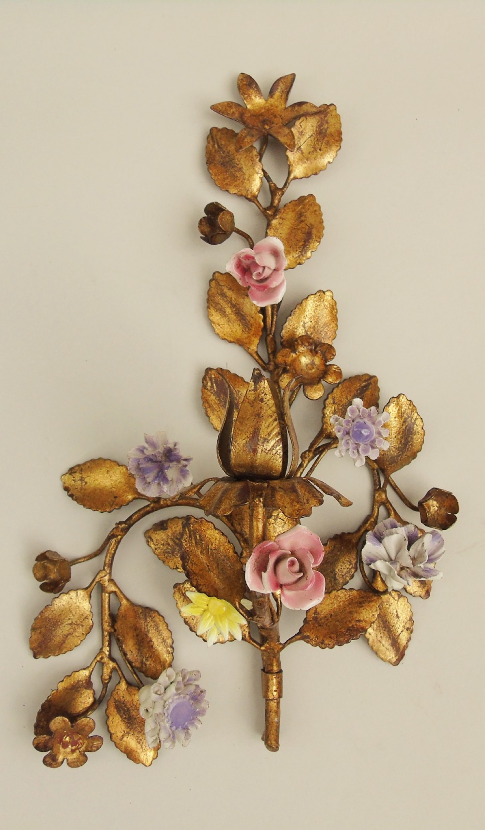 Antique Painted Gilt Bronze Wall Sconce French