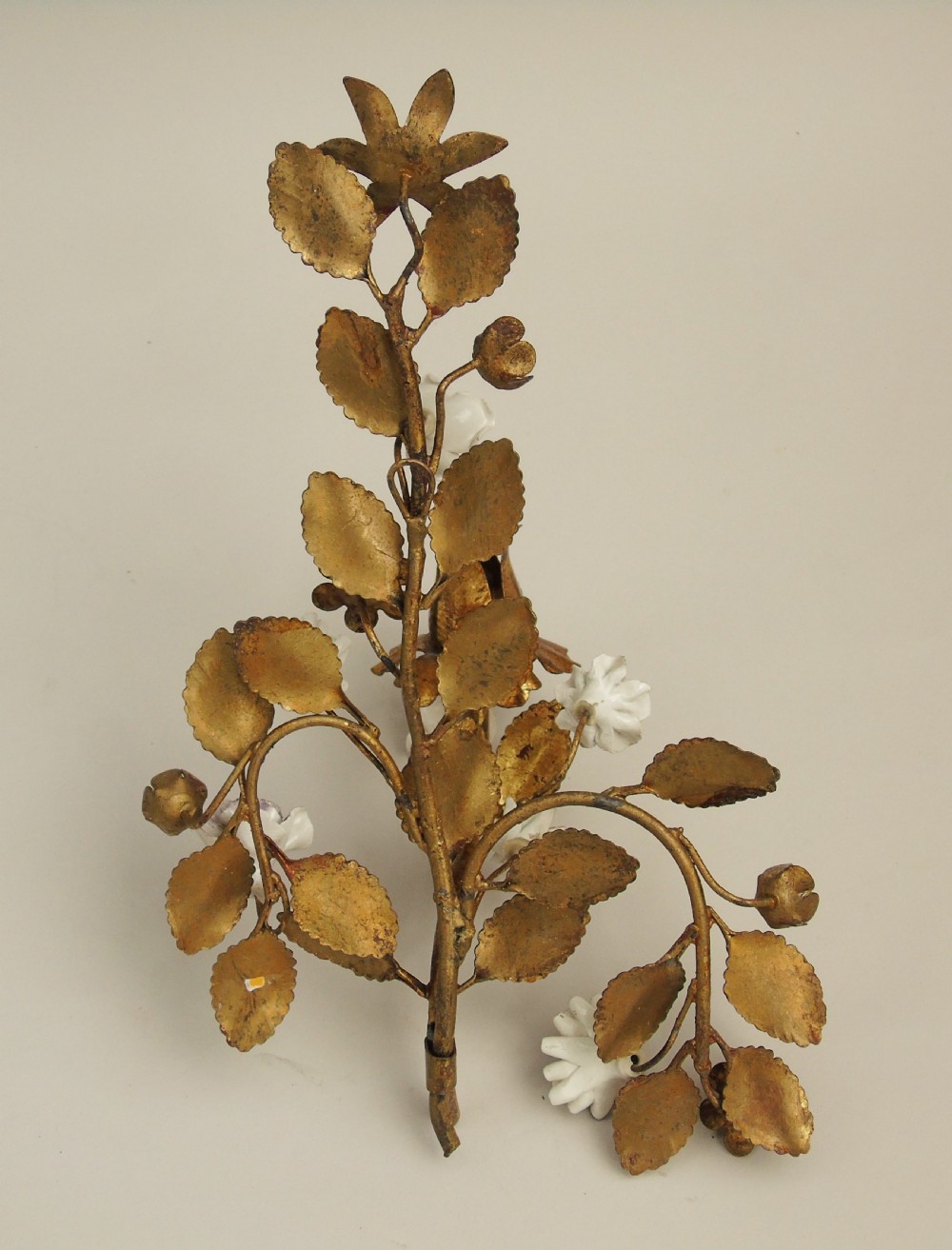 Antique Painted Gilt Bronze Wall Sconce French View III