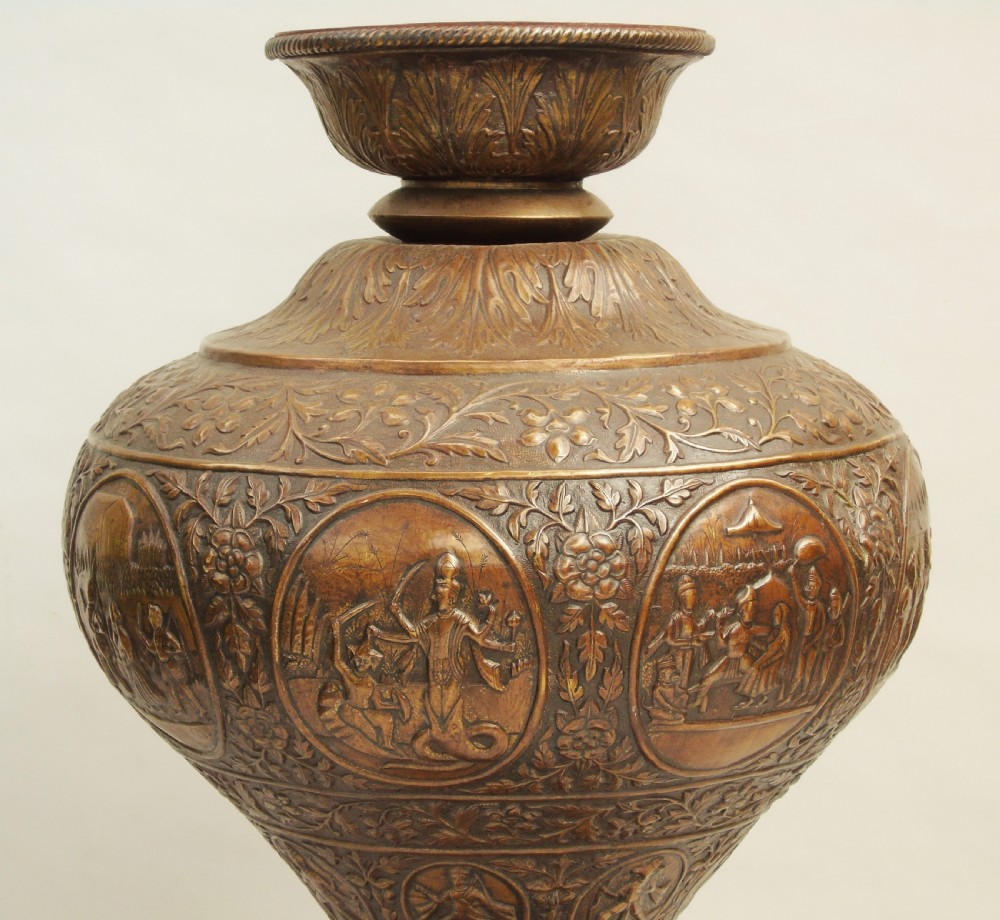 Large Antique Thai Copper Vase on Stand View II