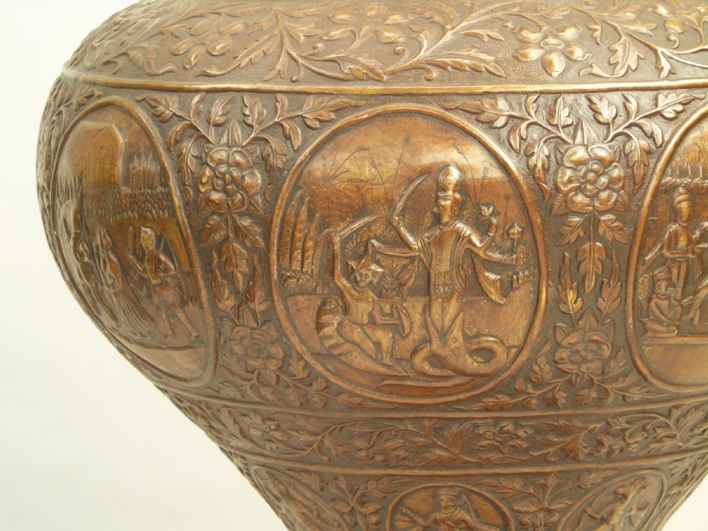 Large Antique Thai Copper Vase on Stand View III