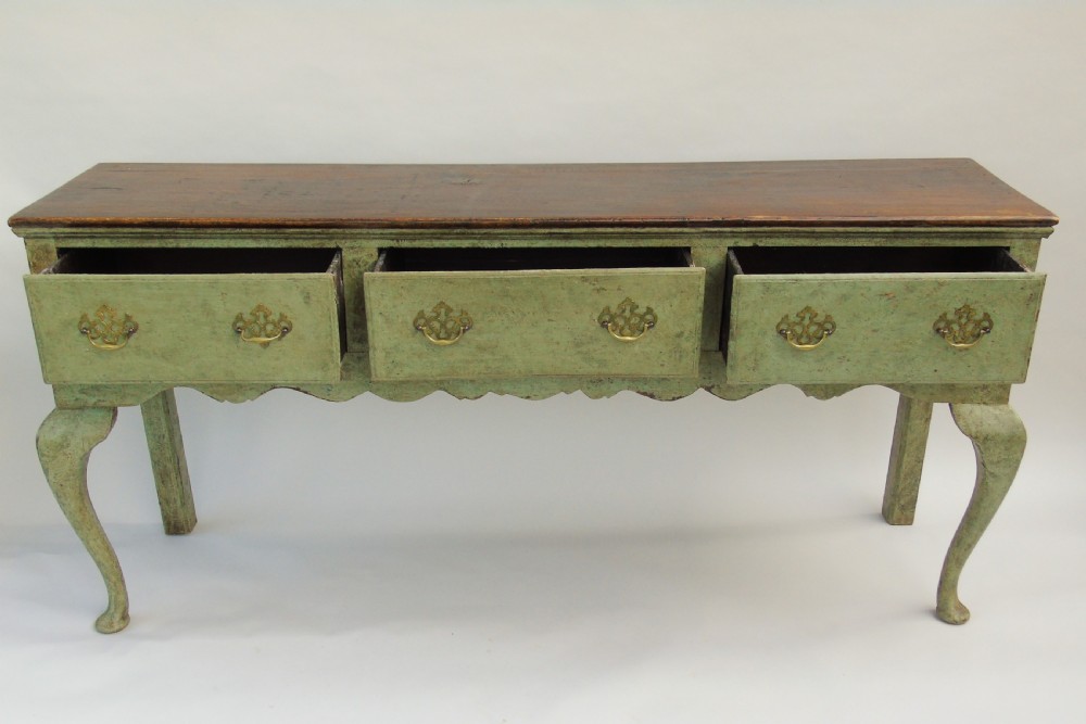 Antique Painted Oak French Dresser Base View IX