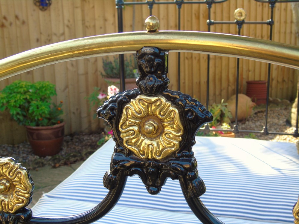 Beautiful Brass & Cast Iron Double Bed Art Nouveau View IX