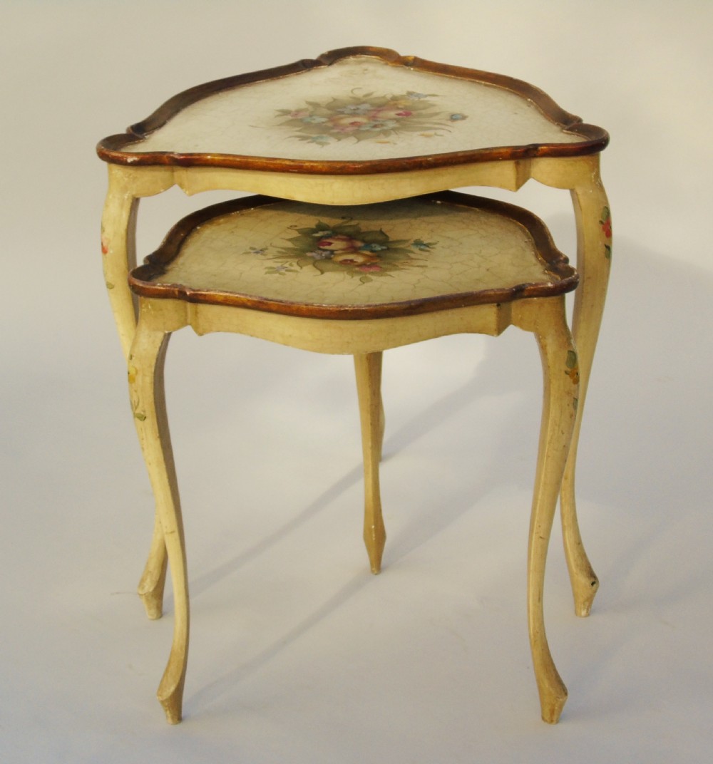 Beautiful Italian Hand Painted Pair of Occasional Tables