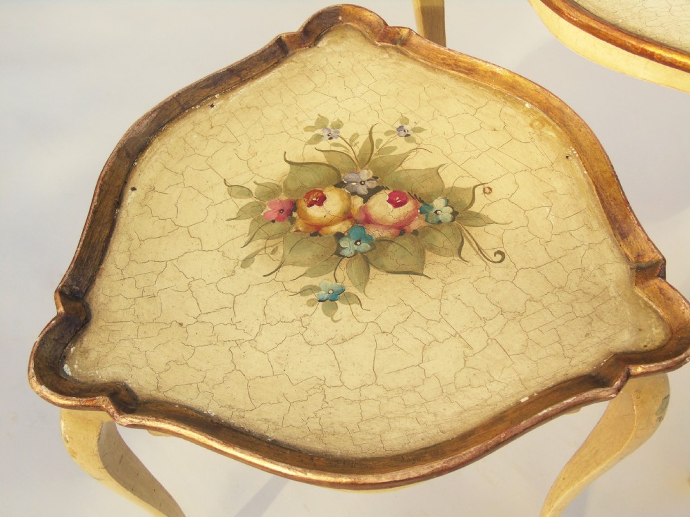Beautiful Italian Hand Painted Pair of Occasional Tables View III