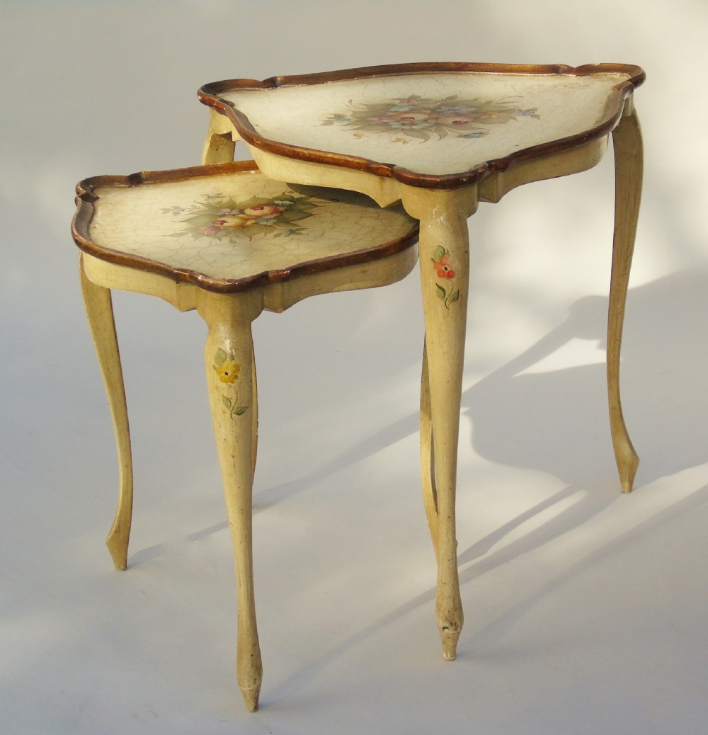 Beautiful Italian Hand Painted Pair of Occasional Tables View IV