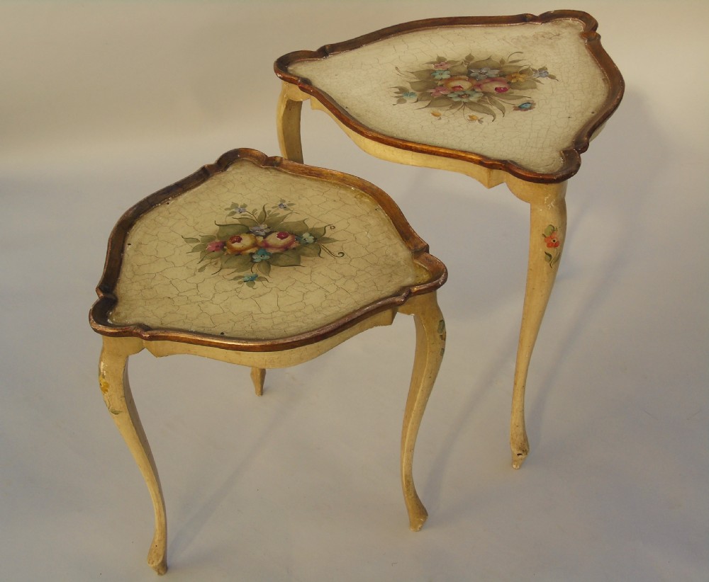 Beautiful Italian Hand Painted Pair of Occasional Tables View VI