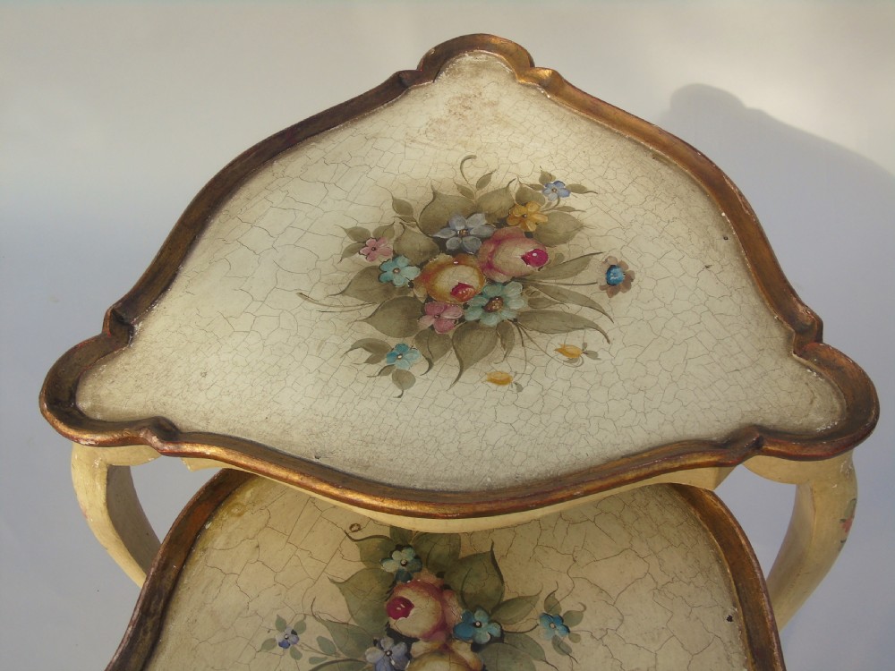 Beautiful Italian Hand Painted Pair of Occasional Tables View VIII