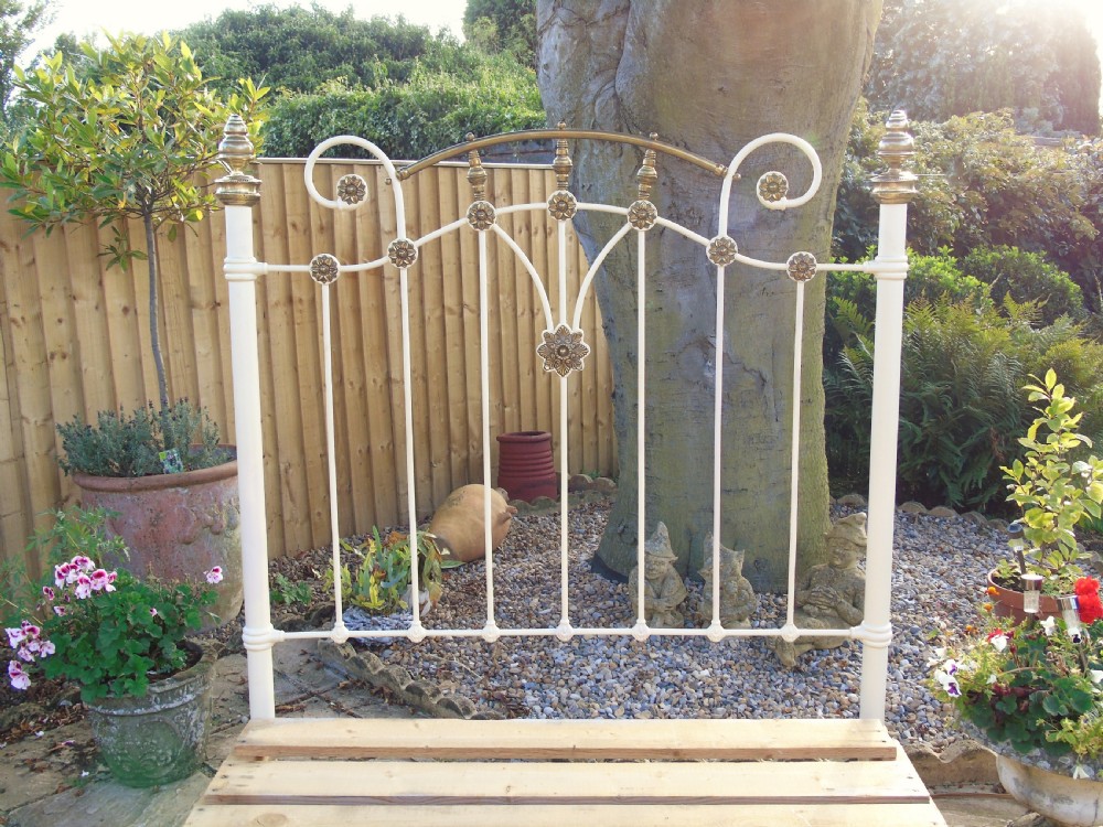 Pretty Victorian Brass and Cast Iron Double Bed View II