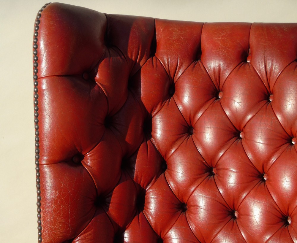 Pair of Antique Red Leather Wing Back Armchairs George III Style View VIII